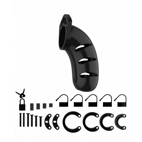Чёрный мужской пояс верности Model 03 Chastity 4.5  Cock Cage