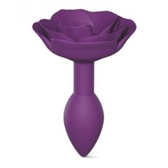 Фиолетовая анальная пробка с ограничителем-розой Open Rose Size S Butt Plug