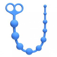 Голубая анальная цепочка Orgasm Beads - 33,5 см.