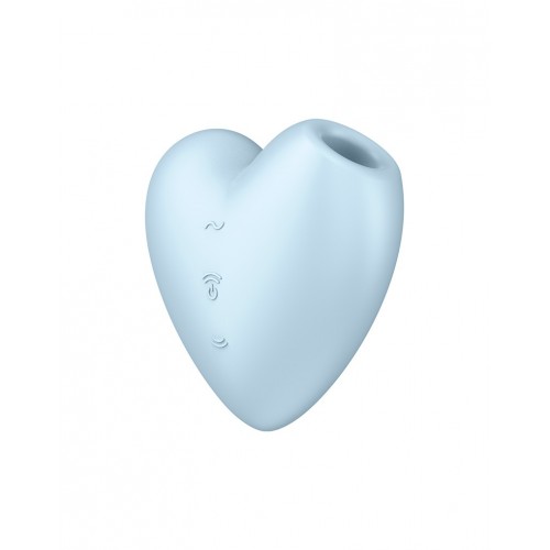 Голубой вибромассажер Cutie Heart с вакуум-волновой стимуляцией