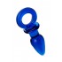Синяя анальная пробка из стекла с ручкой-кольцом - 14 см.